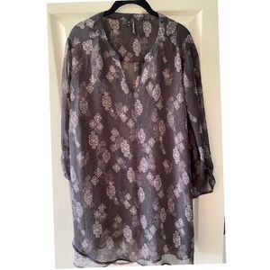 Maurices Wine Floral V Neck Tunic